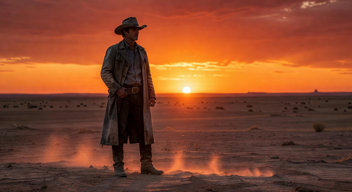 Cowboy looking into the sunset