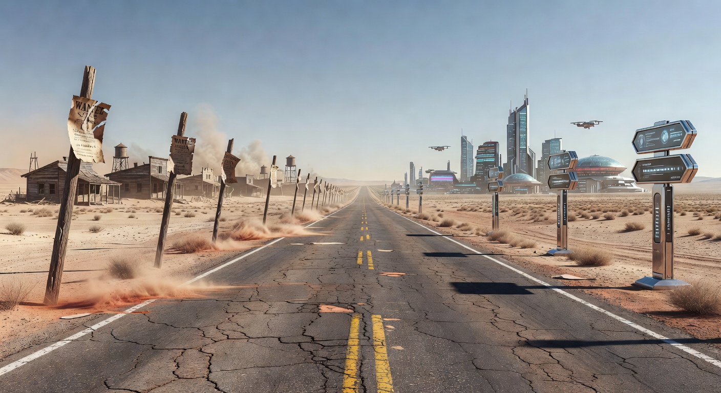 Desert highway leading to new towns